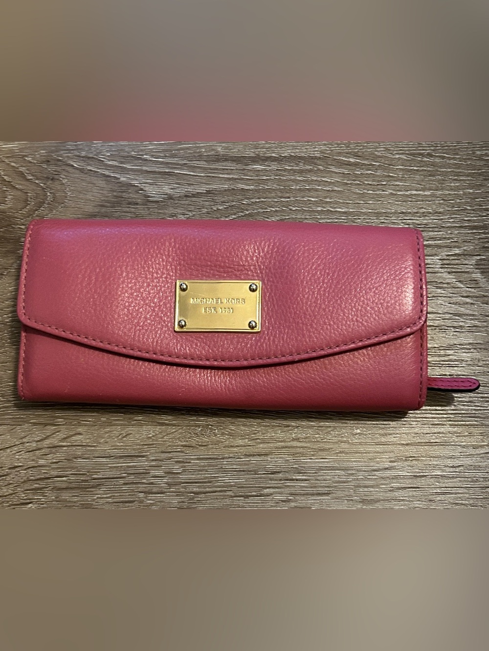Michael Kors Pebbled Leather Wallet with Gold Hardware